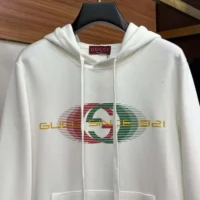 Gucci Men Printed Cotton Jersey Hooded Sweatshirt-White (1)