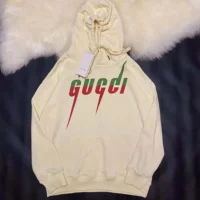 Gucci Men White Cotton Sweatshirt With Gucci Blade Print (1)