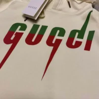 Gucci Men White Cotton Sweatshirt With Gucci Blade Print (1)