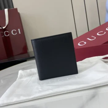 Gucci Unisex GG Emblem Bi Fold Embossed Wallet-Black
