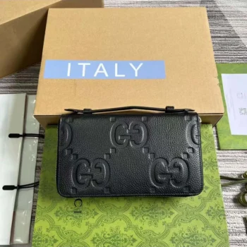 Gucci Unisex Jumbo GG Travel Document Case-Black 751760AABY01000