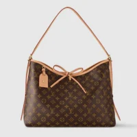 Louis Vuitton LV Women CarryAll MM Aged Natural Cowhide Leather Trim M46197 (1)