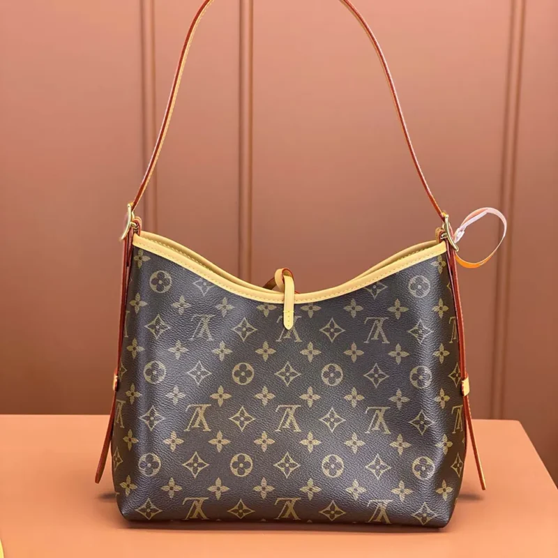 Louis Vuitton LV Women CarryAll PM in Aged Natural Cowhide Leather Trim M46203