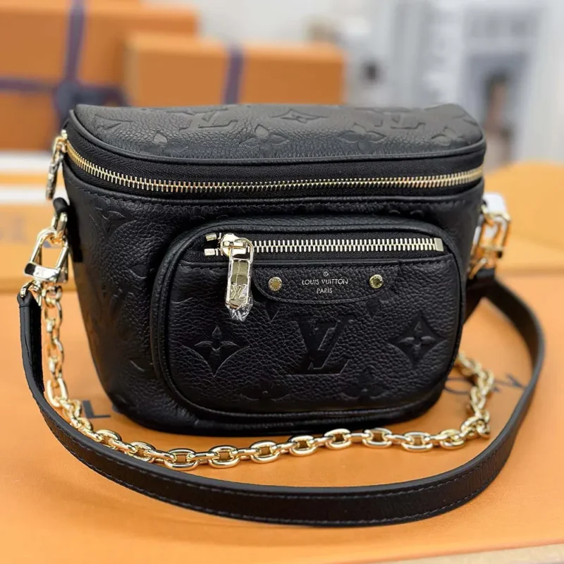 Louis Vuitton LV Women Mini Bumbag in Cowhide-leather Trim-Black M46917