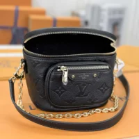 Louis Vuitton LV Women Mini Bumbag in Cowhide-leather Trim-Black M46917 (1)