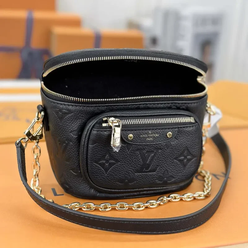 Louis Vuitton LV Women Mini Bumbag in Cowhide-leather Trim-Black M46917