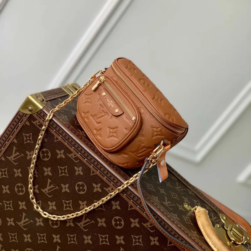 Louis Vuitton LV Women Mini Bumbag in Cowhide-leather Trim-Brown M12753