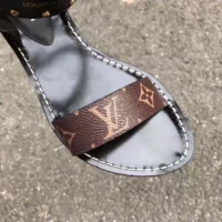 Louis Vuitton LV Women Black Leather and Monogram Canvas Gladiator Sandals (1)